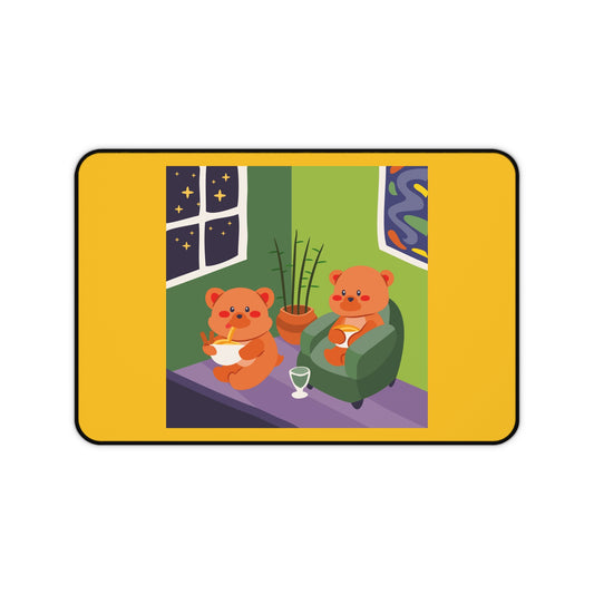 Cozy Bear Desk Mat - Cute Desk Accessory for Home Office, Gifts for Animal Lovers, Cozy Decor, Study Mat, Desktop Mouse Pad