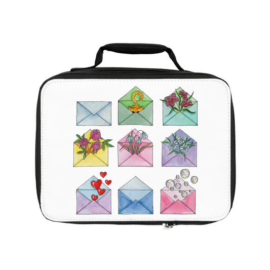 Floral Lunch Bag with Envelope Designs, Cute Picnic Cooler, Back to School Tote, Gift for Her, Lunchbox for Work or School